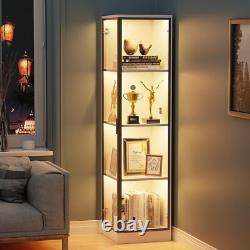 Minifigures Corner Display Case 4 Tier White LED Figure Diecast Toy Car Cabinet