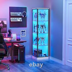 Minifigures Corner Display Case 4 Tier White LED Figure Diecast Toy Car Cabinet