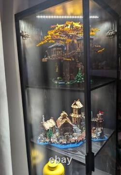 Minifigures Corner Display Case 4 Tier White LED Figure Diecast Toy Car Cabinet