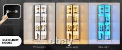Minifigures Corner Display Case 4 Tier White LED Figure Diecast Toy Car Cabinet