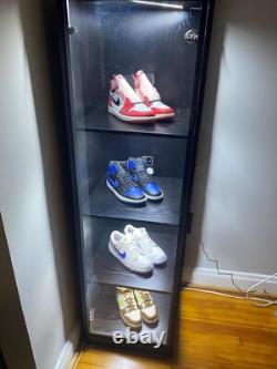 Minifigures Corner Display Case 4 Tier White LED Figure Diecast Toy Car Cabinet