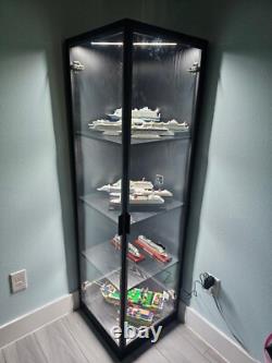 Minifigures Corner Display Case 4 Tier White LED Figure Diecast Toy Car Cabinet