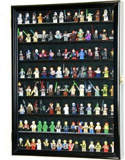 Minifigures Display Case 110 Pcs LEGO Toy Miniature Wood Black Wall Rack Cabinet
