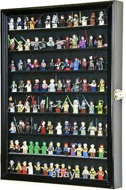 Minifigures Display Case 110 Pcs LEGO Toy Miniature Wood Black Wall Rack Cabinet