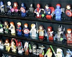 Minifigures Display Case 110 Pcs LEGO Toy Miniature Wood Black Wall Rack Cabinet