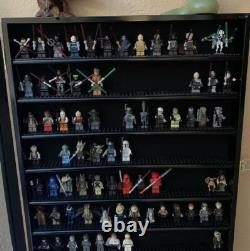 Minifigures Display Case 110 Pcs LEGO Toy Miniature Wood Black Wall Rack Cabinet