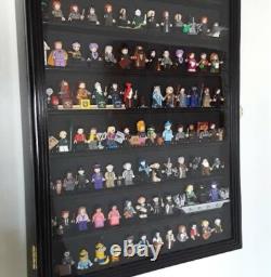 Minifigures Display Case 110 Pcs LEGO Toy Miniature Wood Black Wall Rack Cabinet