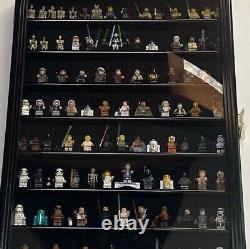 Minifigures Display Case 110 Pcs LEGO Toy Miniature Wood Black Wall Rack Cabinet