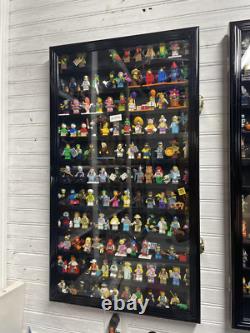 Minifigures Display Case 120+ Figurines Toy Miniature Wood Oak Wall Rack Cabinet