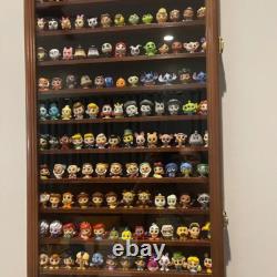 Minifigures Display Case 120+ Figurines Toy Miniature Wood Oak Wall Rack Cabinet