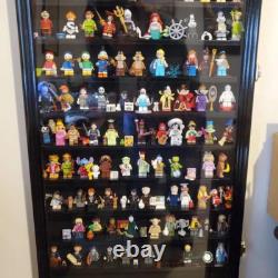 Minifigures Display Case 120+ Figurines Toy Miniature Wood Oak Wall Rack Cabinet