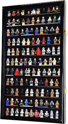 Minifigures Display Case 120 Pcs LEGO Toy Miniature Wood Black Wall Rack Cabinet