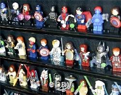 Minifigures Display Case 120 Pcs LEGO Toy Miniature Wood Black Wall Rack Cabinet