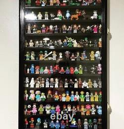 Minifigures Display Case 120 Pcs LEGO Toy Miniature Wood Black Wall Rack Cabinet