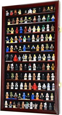 Minifigures Display Case 120 Pcs LEGO Toy Miniature Wood Cherry Wall USA Cabinet
