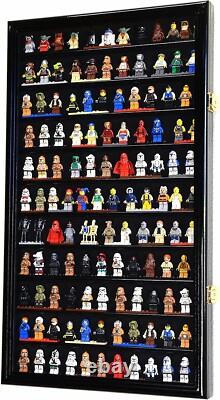 Minifigures Display Case 120 Pcs LEGO Toy Miniature Wood Cherry Wall USA Cabinet