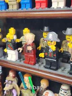 Minifigures Display Case 44 Pcs Action Figure Miniature Black Wood Wall Cabinet