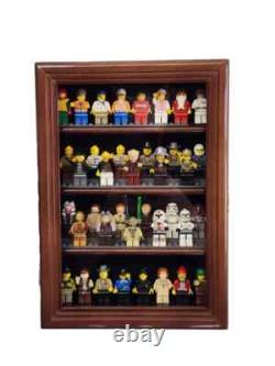 Minifigures Display Case 44 Pcs Action Figure Miniature Black Wood Wall Cabinet