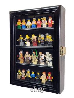 Minifigures Display Case 44 Pcs Action Figure Miniature Black Wood Wall Cabinet