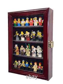 Minifigures Display Case 44 Pcs Action Figure Miniature Black Wood Wall Cabinet