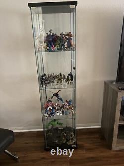 Minifigures Display Case 4 Tier LED Light Figure Diecast Car Glass Curio Cabinet