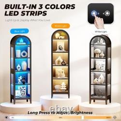 Minifigures Display Case 5 Tier Arched LED Light Action Figure Car Curio Cabinet