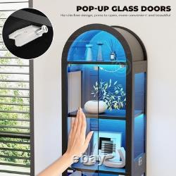 Minifigures Display Case 5 Tier Arched LED Light Action Figure Car Curio Cabinet