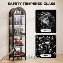 Minifigures Display Case 5 Tier Arched LED Light Action Figure Car Curio Cabinet