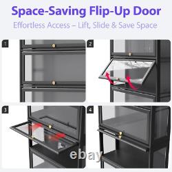 Minifigures Display Case 5 Tier Black LED Light Figure Diecast Car Shelf Cabinet