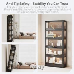 Minifigures Display Case 5 Tier Black LED Light Figure Diecast Car Shelf Cabinet