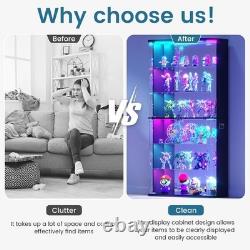 Minifigures Display Case 6 Tier 71 RGB LED Light Figure Glass Car Curio Cabinet