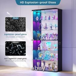 Minifigures Display Case 6 Tier 71 RGB LED Light Figure Glass Car Curio Cabinet