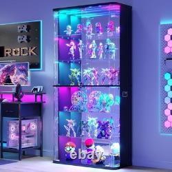 Minifigures Display Case 6 Tier 71 RGB LED Light Figure Glass Car Curio Cabinet