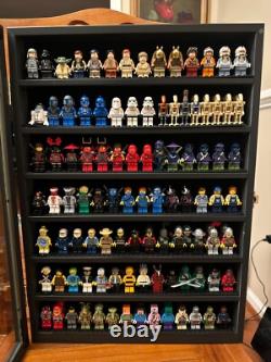 Minifigures Display Case 84 Pcs LEGO Toy Miniature Solid Wood Black Wall Cabinet
