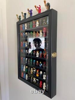 Minifigures Display Case 84 Pcs LEGO Toy Miniature Solid Wood Black Wall Cabinet