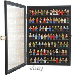 Minifigures Display Case 84 Pcs LEGO Toy Miniature Solid Wood Black Wall Cabinet