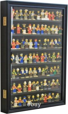 Minifigures Display Case 84 Pcs LEGO Toy Miniature Solid Wood Black Wall Cabinet