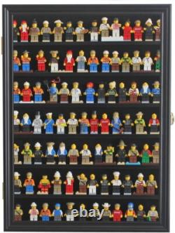Minifigures Display Case 84 Pcs LEGO Toy Miniature Solid Wood Black Wall Cabinet