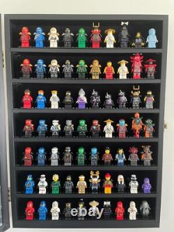 Minifigures Display Case 84 Pcs LEGO Toy Miniature Solid Wood Black Wall Cabinet