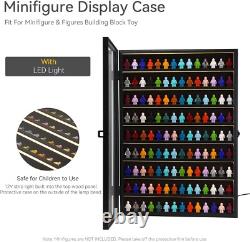 Minifigures Display Case LED Light Miniature Figure Cabinet Wood Box With Plates Minifigures Display Case LED Light Miniature Figure Cabinet Wood Box With Plates
