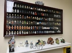 Minifigures Display Case Mahogany 200 Pcs LEGO Figurines Wood Cabinet With Plates