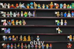 Minifigures Display Case Mahogany 200 Pcs LEGO Figurines Wood Cabinet With Plates