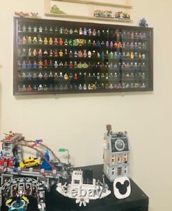 Minifigures Display Case Mahogany 200 Pcs LEGO Figurines Wood Cabinet With Plates