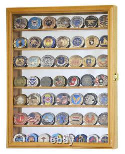 Mirrored Back 49 Military Challenge Coin Cabinet Display Case Holder Rack USA