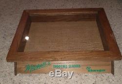 Mitchell's Shooting Glasses Ithacagun Wood Glass Store Display Case Hinged RARE