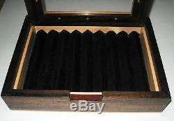 Mixed Dark & Light Wood Pen Display Hinged Case Box Window Holds 8 Pens
