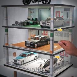 Model Car Display Case 118 Scale Diecast Diorama Garage with Lights for Lego Al