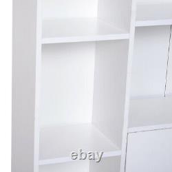 Modern Office Bookcase Elevated Wooden Storage Unit Shelves Display Case White