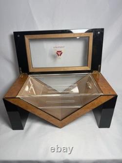 Montecristo Wood Glass Top Display Box Decorative Case Black Burl Finish