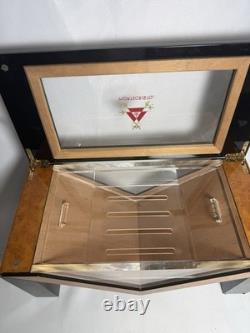 Montecristo Wood Glass Top Display Box Decorative Case Black Burl Finish